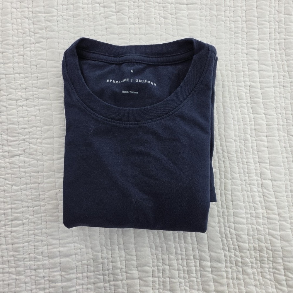 Everlane The Uniform Essential Organic Crew Tee M Navy Blue Organic Cotton NWOT - Picture 12 of 13